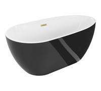 Mexen Eos baignoire autoportante 150 x 75 cm, blanc/noir, trop-plein or brossé - 52471507575-55 46191 5905315381040