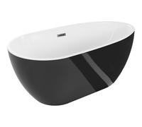 Mexen Eos baignoire autoportante 150 x 75 cm, blanche/noire, trop-plein gun metal - 52471507575-95 46196 5905315381095