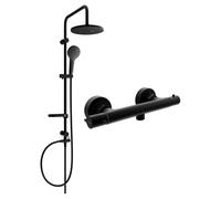 Mexen Erik ensemble de douche apparent avec pomme de douche et robinet thermostatique Slim, noir - 77105205-70 5965 5907709180499