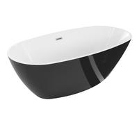 Mexen Eris baignoire autoportante 155 x 80 cm, blanche/noire, trop-plein en nickel brossé - 53441558075-97 46446 5905315384102