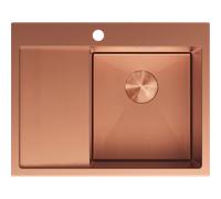 Mexen Exar évier en acier inoxydable 1 bac avec égouttoir, à droite 620 x 480 mm, cuivre HC - 6432621005P-65HC 79017 5905315982513
