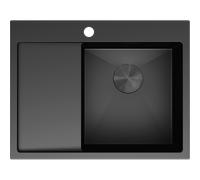 Mexen Exar évier en acier inoxydable 1 bac avec égouttoir, droit 620 x 480 mm, noir - 6432621005P-70 79018 5905315982520