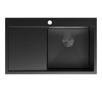Mexen Exar évier en acier inoxydable 1 bac avec égouttoir, droit 780 x 480 mm, noir - 6434781010P-70 79035 5905315982681