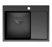 Mexen Exar évier en acier inoxydable 1 bac avec égouttoir, gauche 620 x 480 mm, noir - 6431621005L-70 79010 5905315982445