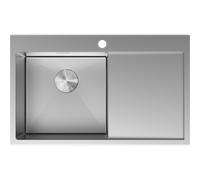 Mexen Exar évier en acier inoxydable à 1 bac avec égouttoir, gauche 780 x 480 mm, inox - 6433781010L-01 79020 5905315982544