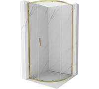 Mexen Exo-S cabine de douche demi-circulaire coulissante 80 x 80 cm, transparent, dorée - 8131-080-080-50-00 57675 5905315970145