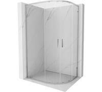 Mexen Exo-S Duo cabine de douche asymétrique demi-circulaire coulissante 90 x 80 cm, transparent, chrome - 8132-090-080-01-00 54943 5905315938312