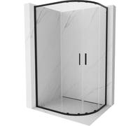 Mexen Exo-S Duo cabine de douche quart de cercle asymétrique coulissante 120 x 90 cm, transparent, noire - 8132-120-090-70-00 54955 5905315938435