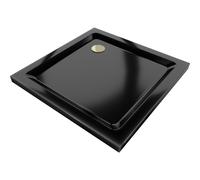 Mexen Flat receveur de douche carré slim 70 x 70 cm, noir, siphon doré - 40707070G 14483 5907709151581