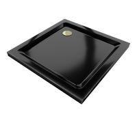 Mexen Flat receveur de douche carré slim 90 x 90 cm, noir, siphon doré - 40709090G 13197 5907709164765