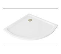 Mexen Flat receveur de douche demi-circulaire slim 70 x 70 cm, blanc, siphon doré - 41107070G 13201 5907709164680