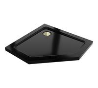 Mexen Flat receveur de douche pentagonal slim 100 x 100 cm, noir, bonde dorée - 41P701010-G 101742 5907931074481