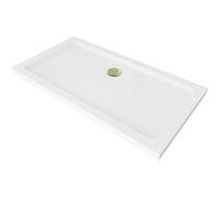 Mexen Flat receveur de douche rectangulaire slim 120 x 70 cm, blanc, siphon doré - 40107012G 13221 5907709164321