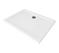 Mexen Flat receveur de douche rectangulaire slim 130 x 80 cm, blanc, siphon noir - 40108013B 13236 5907709164475