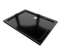 Mexen Flat receveur de douche rectangulaire slim 130 x 80 cm, noir, bonde dorée - 40708013G 14501 5907709151789