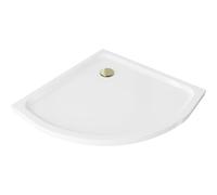Mexen Flat receveur de douche semi-circulaire slim 100 x 100 cm, blanc, bonde dorée - 41101010G 14479 5907709151826