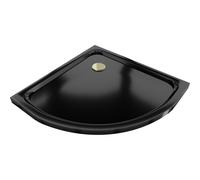 Mexen Flat receveur de douche semi-circulaire slim 70 x 70 cm, noir, bonde dorée - 41707070G 13207 5907709164864