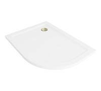 Mexen Flat receveur de douche semi-circulaire slim gauche 90 x 80 cm, blanc, bonde dorée - 41108090L-G 98836 5907931027791