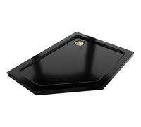 Mexen Flat receveur pentagonal slim droit 90 x 80 cm, noir, bonde dorée - 41P708090R-G 101734 5907931074429
