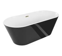 Mexen Flavia baignoire autoportante 150 x 75 cm, blanc/noir, trop-plein doré - 54031507575-50 46613 5905315385734