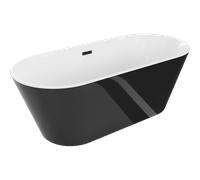 Mexen Flavia baignoire autoportante 160 x 75 cm, blanc/noir, trop-plein noir - 54031608075-70 46638 5905315385987