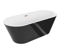 Mexen Flavia baignoire autoportante 160 x 75 cm, blanche/noire, trop-plein or rose - 54031608075-60 46635 5905315385956