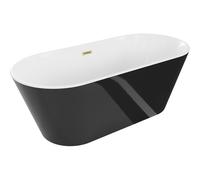 Mexen Flavia baignoire autoportante 170 x 75 cm, blanc/noir, trop-plein or brossé - 54031708075-55 46654 5905315386144