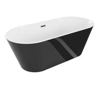 Mexen Flavia baignoire autoportante 170 x 75 cm, blanche/noire, trop-plein gris canon brossé - 54031708075-66 46657 5905315386175