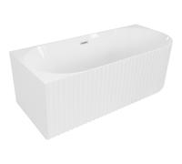 Mexen Gia baignoire autonome d'angle rainurée gauche 150 x 75 cm, blanc brillant, trop-plein en nickel brossé - 52701507500L-97 53543 5905315504937