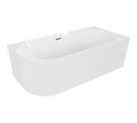 Mexen Gia baignoire autoportante d'angle à rainures droite 150 x 75 cm, blanc brillant, trop-plein doré - 52701507500P-50 53677 5905315505460
