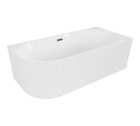 Mexen Gia baignoire autoportante d'angle à rainures droite 170 x 80 cm, blanc brillant, trop-plein gun gray brossé 53779 5905315505804