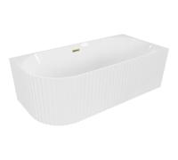 Mexen Gia baignoire autoportante d'angle à rainures droite 150 x 75 cm, blanc brillant, trop-plein doré - 52701507500P-50 53677 5905315505460