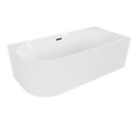 Mexen Gia baignoire autoportante d'angle cannelée droite 150 x 75 cm, blanc brillant, trop-plein métal gun - 52701507500P-95 53687 5905315505521