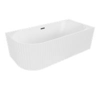 Mexen Gia baignoire autoportante d'angle cannelée droite 170 x 80 cm, blanche mate, trop-plein métallisé - 52701708001P-95 53809 5905315505927