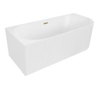 Mexen Gia baignoire autoportante d'angle cannelée gauche 150 x 75 cm, blanc mat, trop-plein doré - 52701507501L-50 53547 5905315504968
