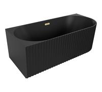 Mexen Gia baignoire autoportante d'angle rainurée gauche 150 x 75 cm, noir mat, trop-plein or brossé - 52701507571L-55 53559 5905315505071