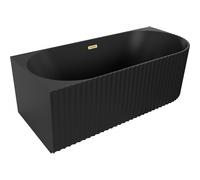 Mexen Gia baignoire autoportante d'angle cannelée gauche 170 x 80 cm, noir mat, trop-plein or brossé - 52701708071L-55 53668 5905315505378