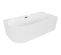 Mexen Gia baignoire autoportante d'angle droite rainurée 170 x 80 cm, blanc brillant, trop-plein noir - 52701708000P-70 53780 5905315505811