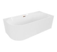 Mexen Gia baignoire autoportante d'angle rainurée droite 150 x 75 cm, blanc brillant, trop-plein or rose - 52701507500P-60 53680 5905315505484