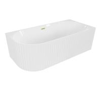 Mexen Gia baignoire îlot d'angle rainurée droite 170 x 80 cm, blanc brillant, trop-plein doré brossé - 52701708000P-55 53773 5905315505774