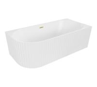 Mexen Gia baignoire autoportante d'angle rainurée droite 170 x 80 cm, blanc mat, trop-plein doré brossé - 52701708001P-55 53796 5905315505873