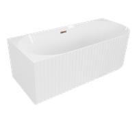 Mexen Gia baignoire autoportante d'angle rainurée gauche 150 x 75 cm, blanc brillant, trop-plein or rose - 52701507500L-60 53538 5905315504883