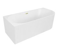 Mexen Gia baignoire autoportante d'angle cannelée gauche 150 x 75 cm, blanc mat, trop-plein or brossé - 52701507501L-55 53549 5905315504975