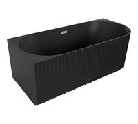 Mexen Gia baignoire autoportante d'angle cannelée gauche 150 x 75 cm, noir mat, trop-plein cuivre brossé - 52701507571L-65 53561 5905315505095