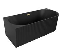 Mexen Gia baignoire autoportante d'angle cannelée gauche 170 x 80 cm, noir mat, trop-plein or brossé - 52701708071L-55 53668 5905315505378