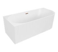 Mexen Gia baignoire autoportante d'angle striée gauche 150 x 75 cm, blanc mat, trop-plein or rose - 52701507501L-60 53550 5905315504982