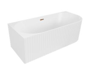 Mexen Gia baignoire autoportante d'angle striée gauche 150 x 75 cm, blanc mat, trop-plein or rose - 52701507501L-60 53550 5905315504982