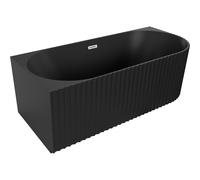 Mexen Gia baignoire îlot d'angle nervurée gauche 150 x 75 cm, noir mat, trop-plein nickel brossé - 52701507571L-97 53565 5905315505132