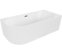 Mexen Gia baignoire îlot d'angle rainurée droite 150 x 75 cm, blanc mat, trop-plein gun metal - 52701507501P-95