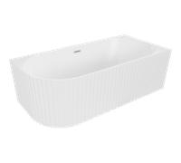 Mexen Gia baignoire îlot d'angle rainurée droite 150 x 75 cm, blanc mat, trop-plein nickel brossé - 52701507501P-97 53714 5905315505637